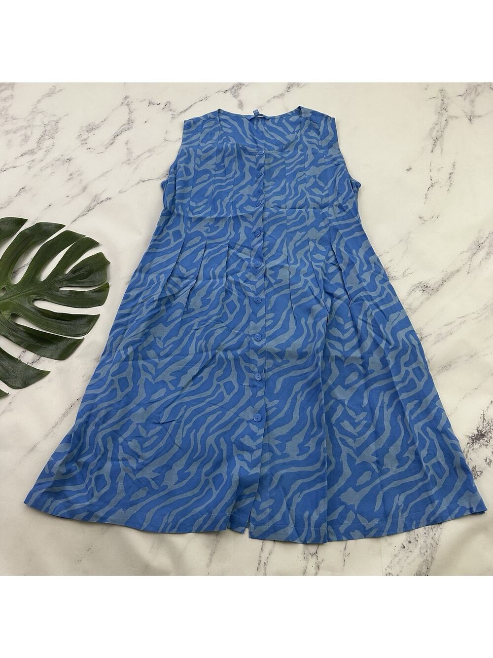 Blue Ginger Womens Shift Dress Size L Abstract Stripe Button Front Pockets